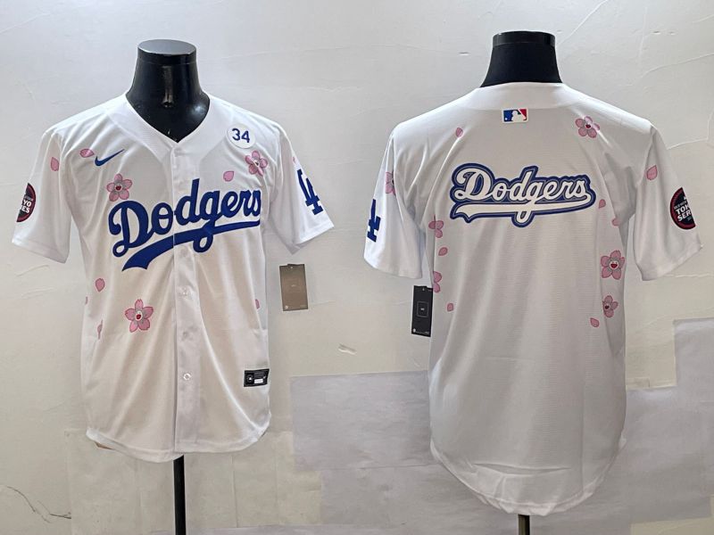 Men Los Angeles Dodgers Blank White Sakura Edition 2025 Nike MLB Jersey style 16